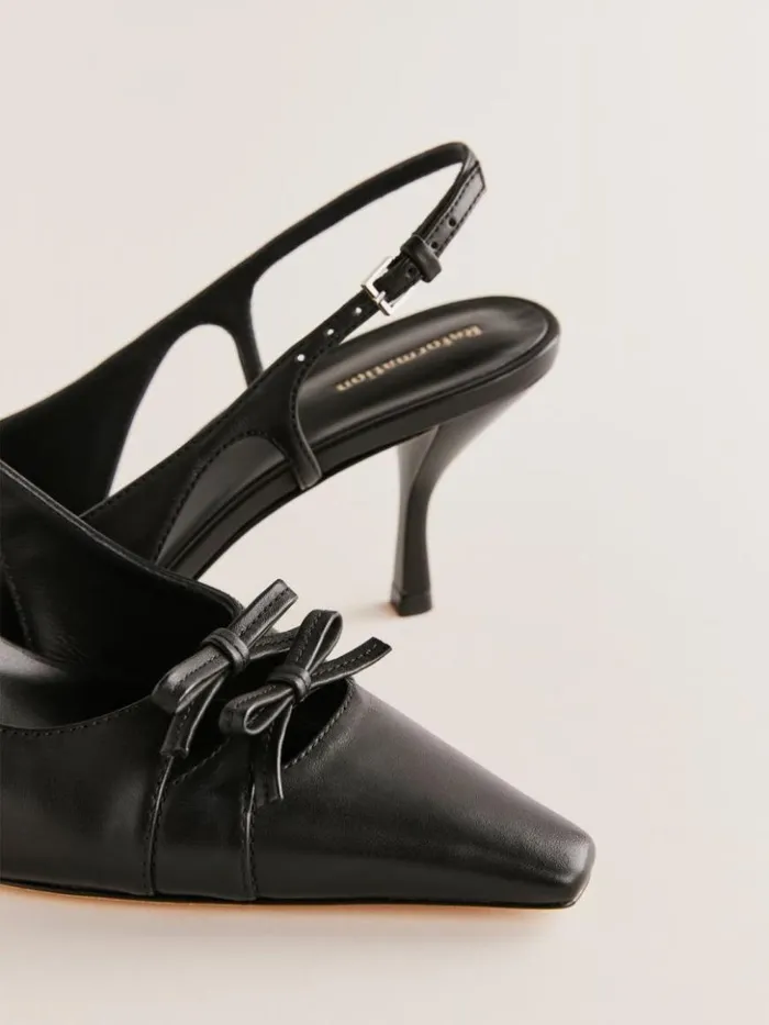 WeddingsShoes The Reformation Noreen Slingback Pump Black Leather
