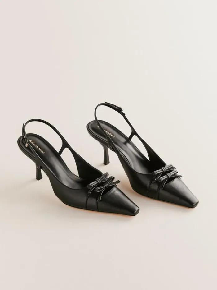 WeddingsShoes The Reformation Noreen Slingback Pump Black Leather