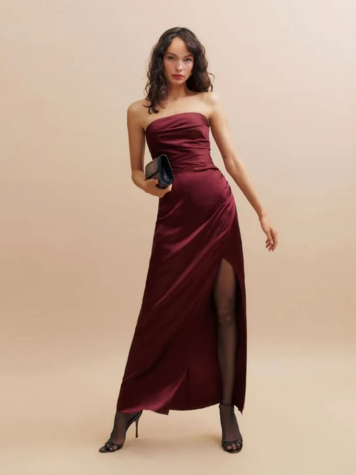 Weddings The Reformation Barrow Silk Dress Chianti