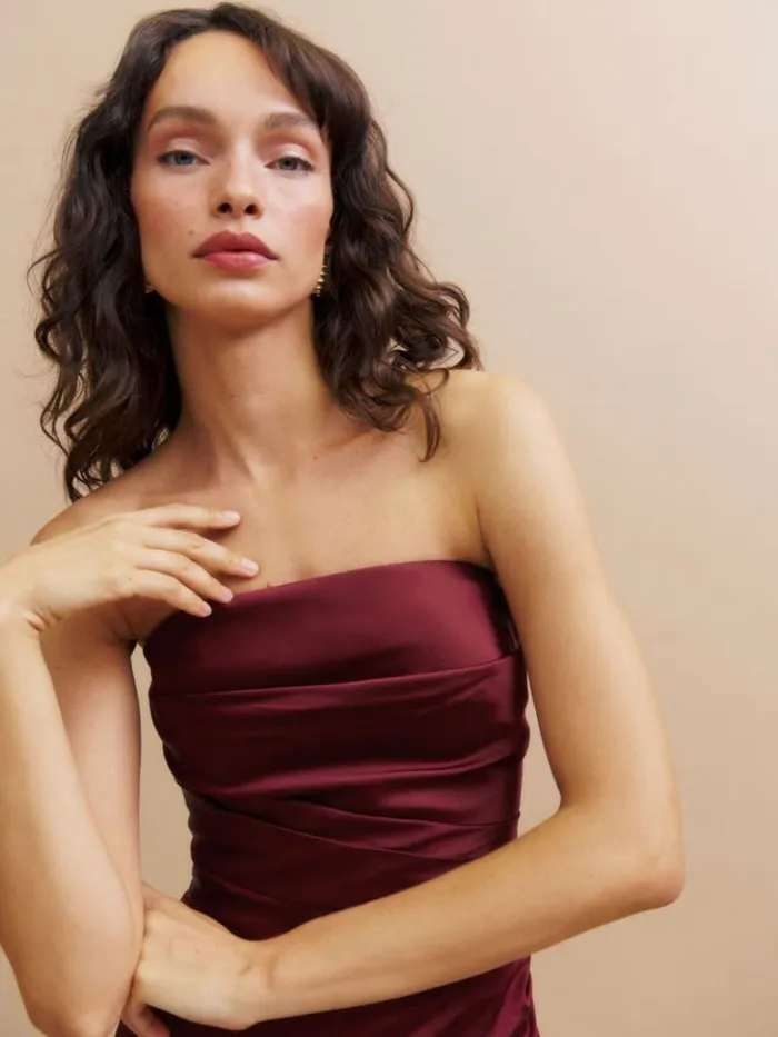 Weddings The Reformation Barrow Silk Dress Chianti