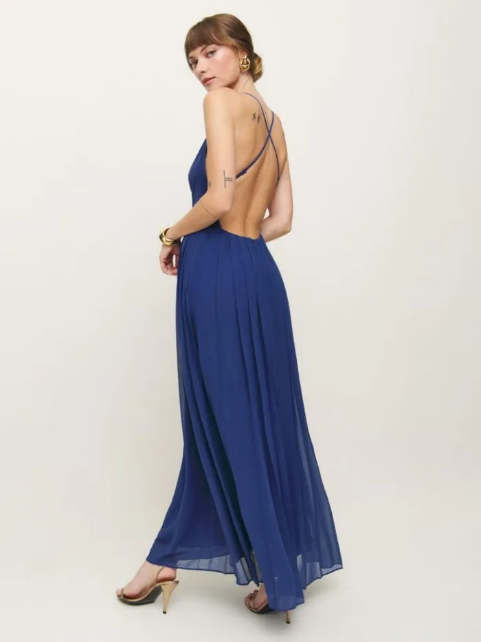 Weddings The Reformation Roseanne Dress Blue