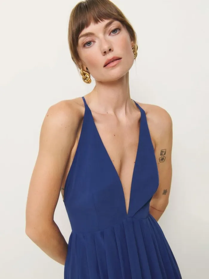 Weddings The Reformation Roseanne Dress Blue