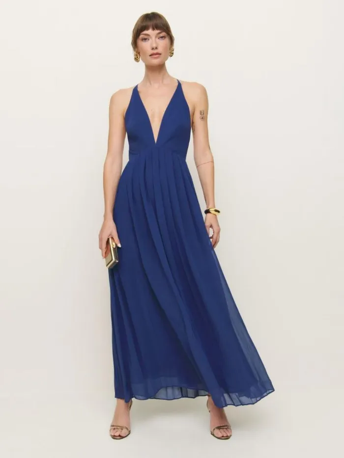 Weddings The Reformation Roseanne Dress Blue
