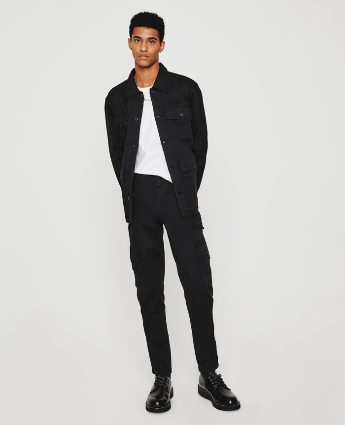 Wells Cargo Pure Black Men AG Jeans Pants