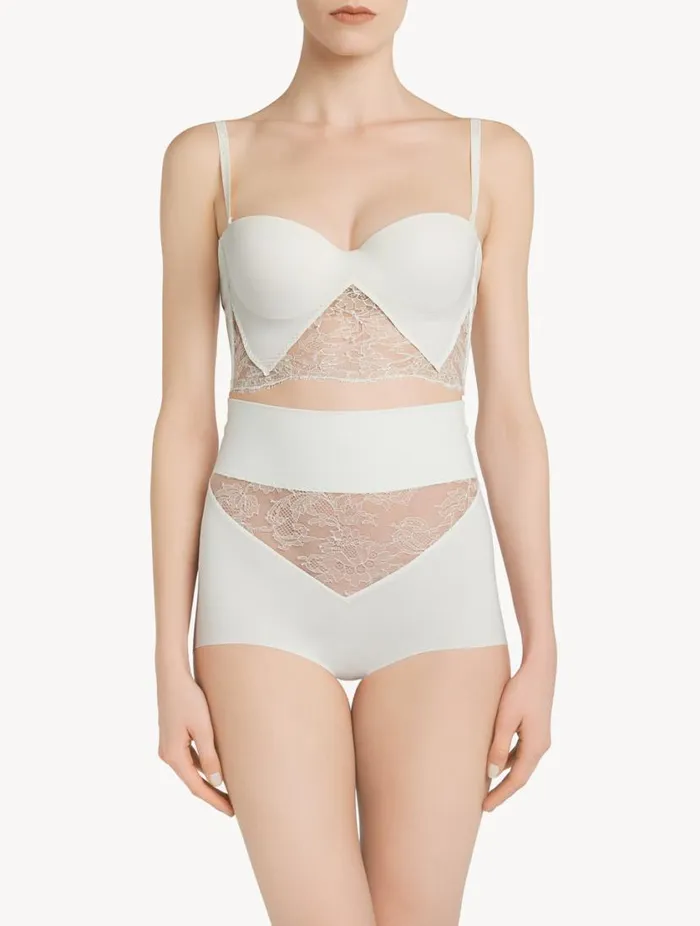 White Lycra Control Fit Highwaist Briefs With Chantilly Lace Lingerie La Perla Highwaist White Lycra Control Fit Highwaist Briefs With Chantilly Lace Lingerie La Perla Highwaist