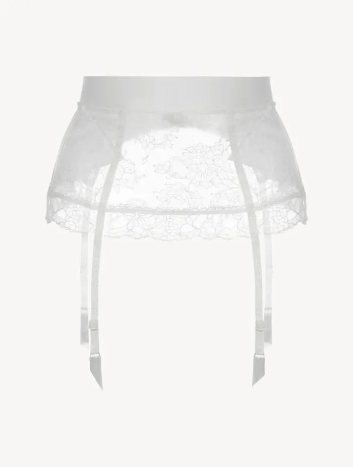White Lycra Control Fit Suspender With Chantilly Lace Lingerie La Perla Shapewear