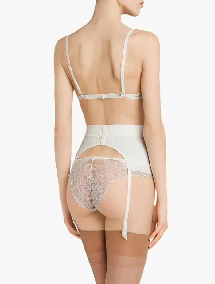 White Lycra Control Fit Suspender With Chantilly Lace Lingerie La Perla Shapewear