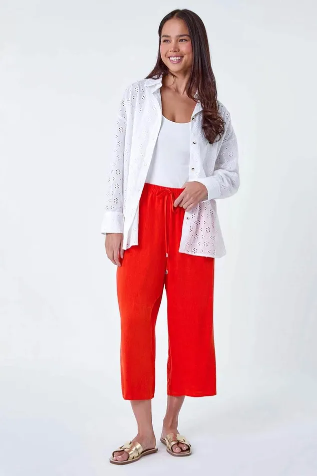 White Petite Cotton Broderie Button Blouse Women Roman Tops