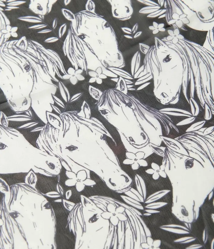 Wild Horses Print Hair Scarf Accessories Unique Vintage Gloves and Scarves