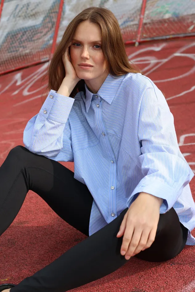 Wilma Shirt 8211 Blue Stripe Women Cras Shirts