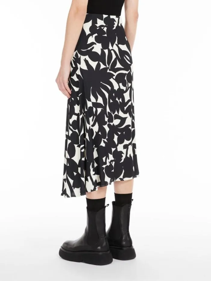 Woman Asymmetrical Skirt In Printed Viscose Black Maxmara Skirts Woman Asymmetrical Skirt In Printed Viscose Black Maxmara Skirts