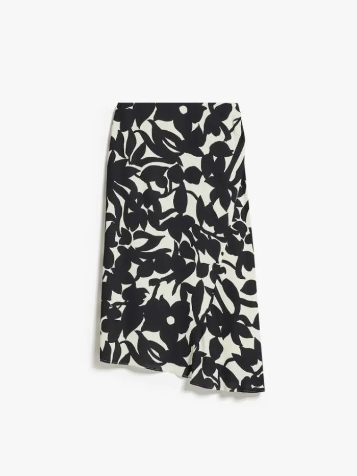 Woman Asymmetrical Skirt In Printed Viscose Black Maxmara Skirts Woman Asymmetrical Skirt In Printed Viscose Black Maxmara Skirts