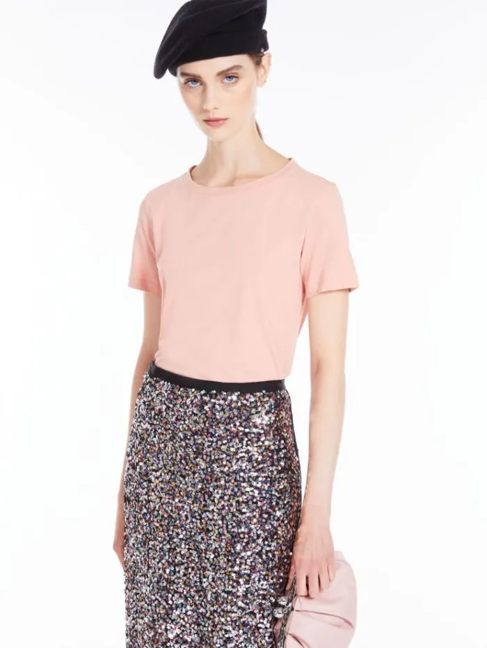 Woman Basic Jersey Tshirt Peach Maxmara Tshirts Woman Basic Jersey Tshirt Peach Maxmara Tshirts