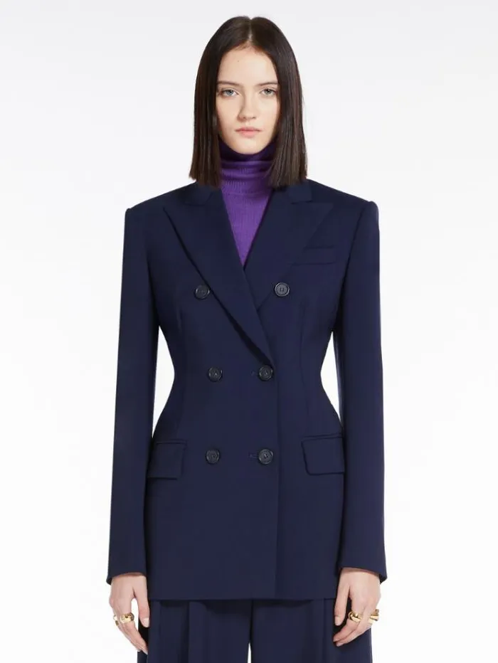 Woman Blazer In Natural Stretch Pure Wool Midnightblue Maxmara Suit