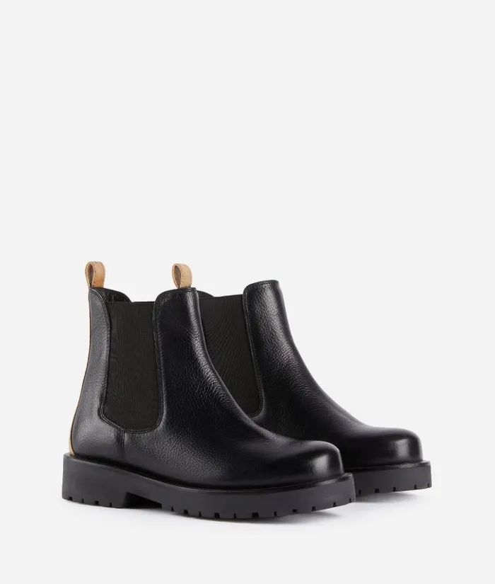 Woman Boots and Booties Alviero Martini Grainy Leather Beatle Boots Black