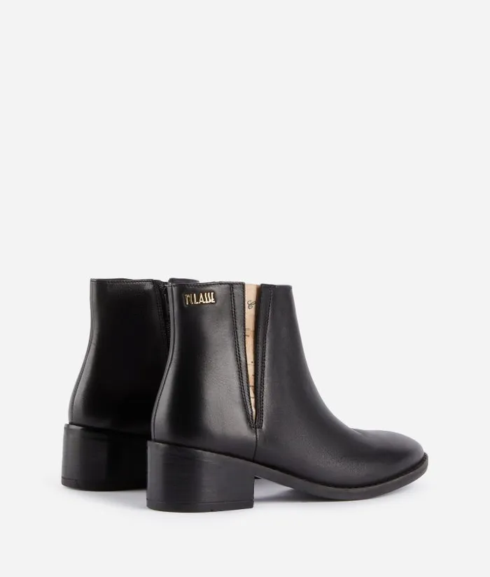 Woman Boots and Booties Alviero Martini Smooth Leather Ankle Boots With 1 Classe Logo Black