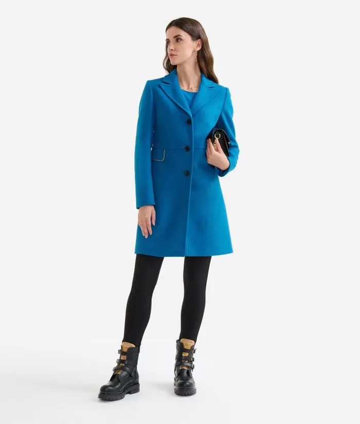 Woman Coats and Jackets Alviero Martini Velour Midi Coat Prussian Blue