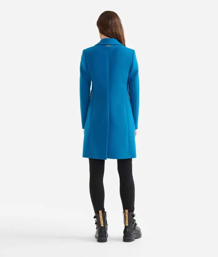 Woman Coats and Jackets Alviero Martini Velour Midi Coat Prussian Blue