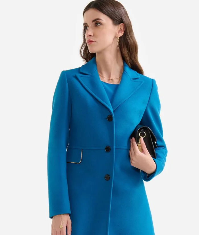 Woman Coats and Jackets Alviero Martini Velour Midi Coat Prussian Blue