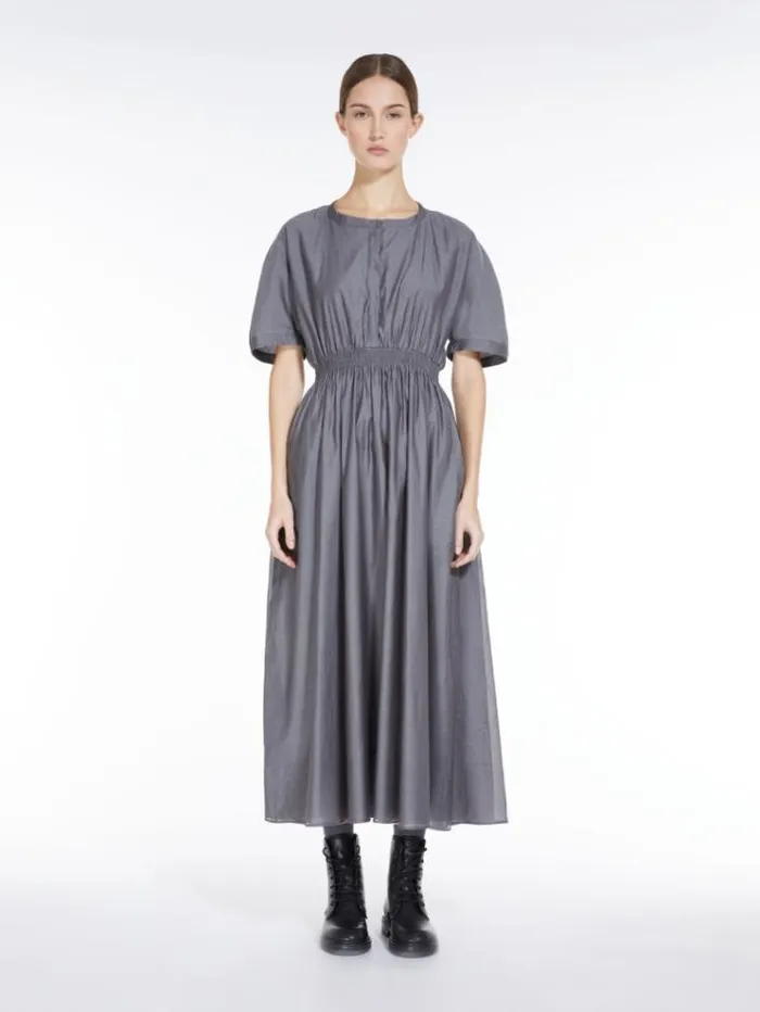 Woman Cotton And Silk Voile Dress Medium Grey Maxmara Dresses