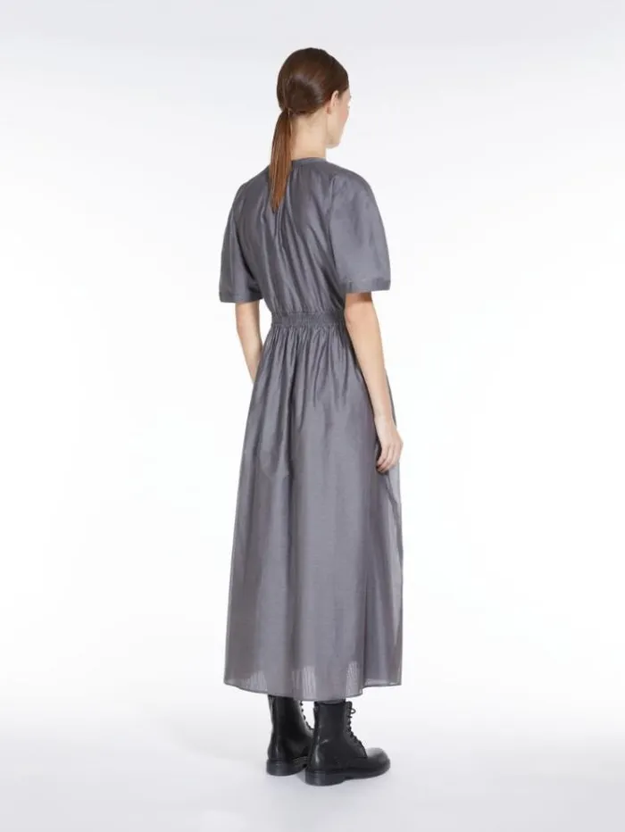Woman Cotton And Silk Voile Dress Medium Grey Maxmara Dresses Woman Cotton And Silk Voile Dress Medium Grey Maxmara Dresses
