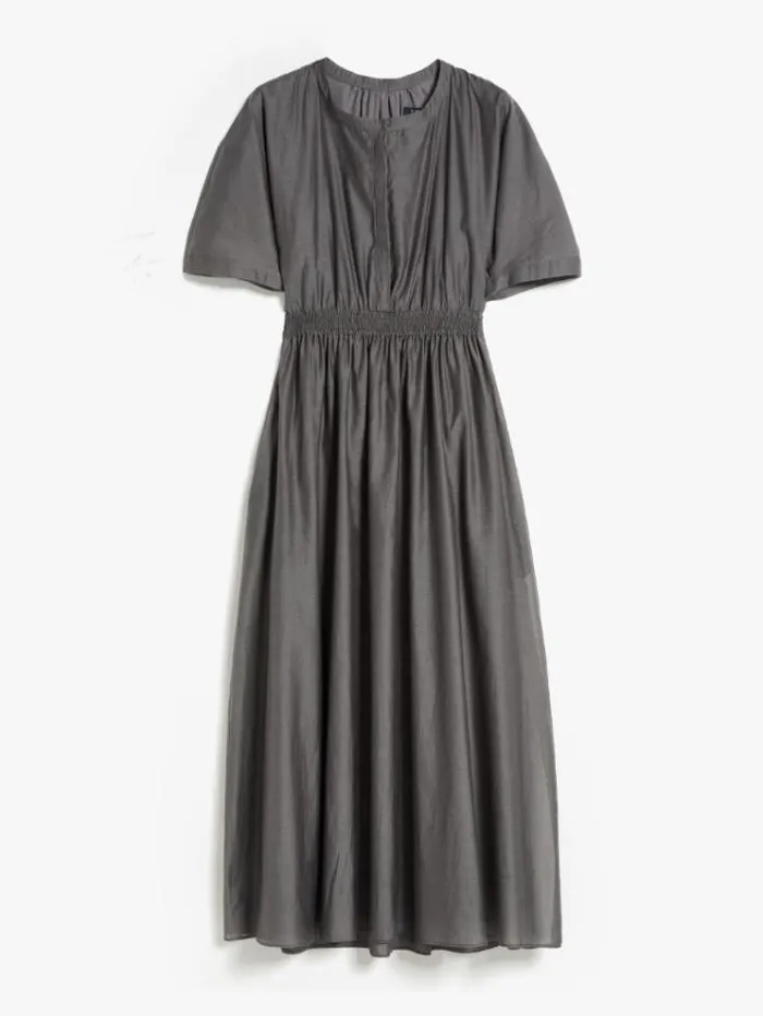 Woman Cotton And Silk Voile Dress Medium Grey Maxmara Dresses Woman Cotton And Silk Voile Dress Medium Grey Maxmara Dresses