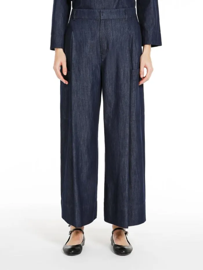 Woman Cotton Denim Trousers Navy Maxmara Trousers