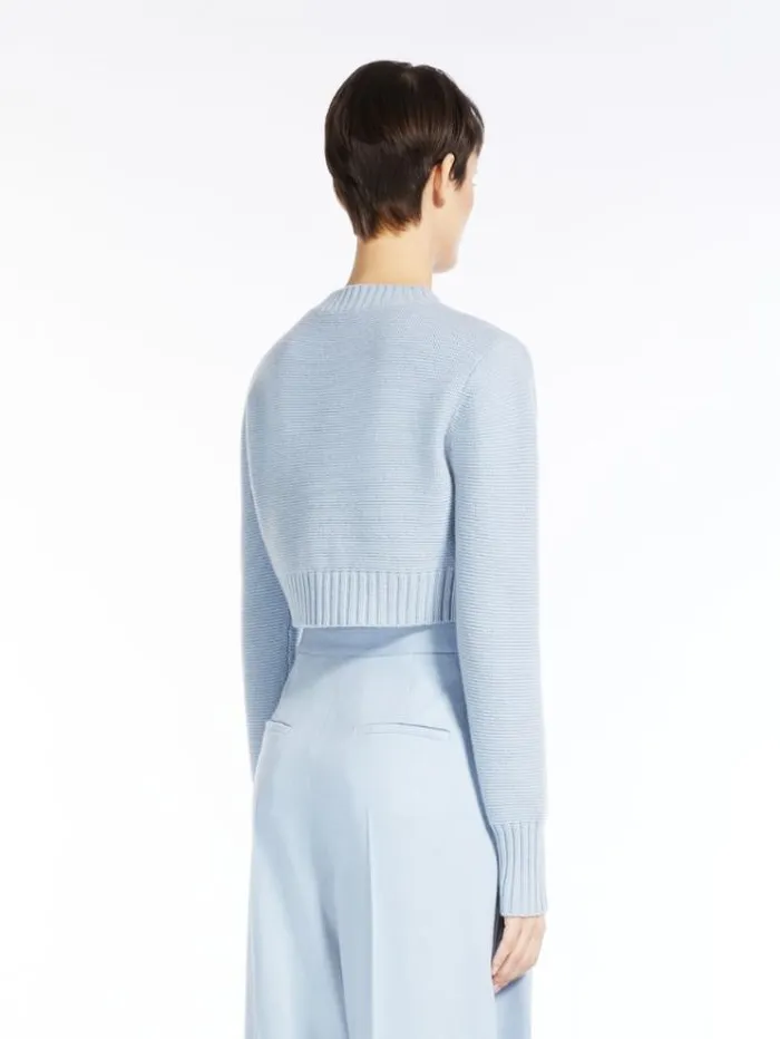 Woman Cropped Cashmere Jumper Light Blue Maxmara Knitwear And Sweatshirts Woman Cropped Cashmere Jumper Light Blue Maxmara Knitwear And Sweatshirts