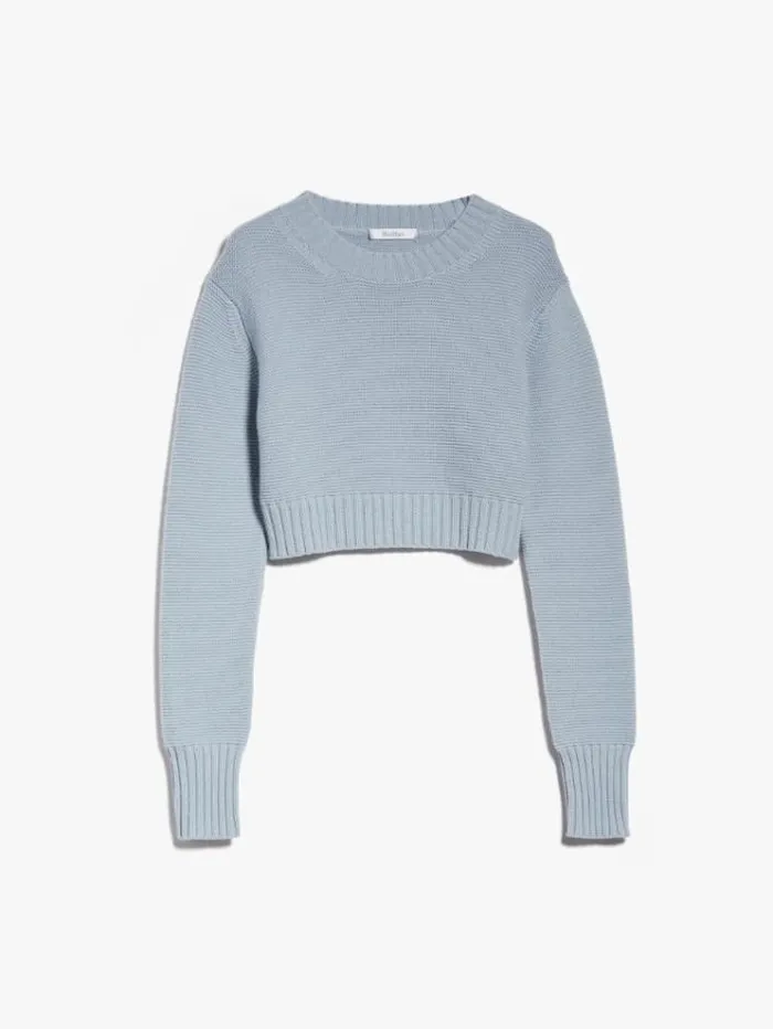 Woman Cropped Cashmere Jumper Light Blue Maxmara Knitwear And Sweatshirts Woman Cropped Cashmere Jumper Light Blue Maxmara Knitwear And Sweatshirts