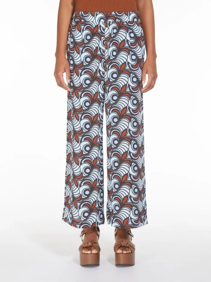 Woman Cropped Silk Trousers Tobacco Maxmara Trousers
