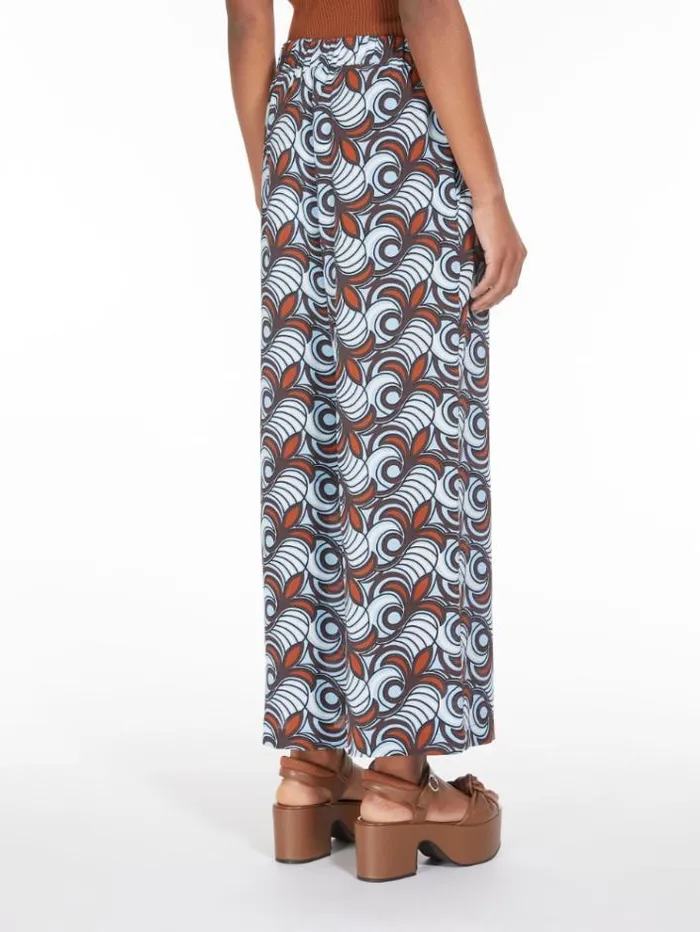 Woman Cropped Silk Trousers Tobacco Maxmara Trousers Woman Cropped Silk Trousers Tobacco Maxmara Trousers
