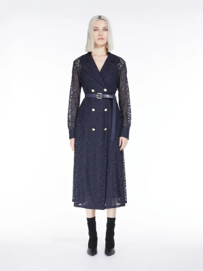Woman Doublebreasted Lace Dress Navy Maxmara Dresses