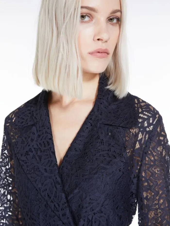 Woman Doublebreasted Lace Dress Navy Maxmara Dresses Woman Doublebreasted Lace Dress Navy Maxmara Dresses