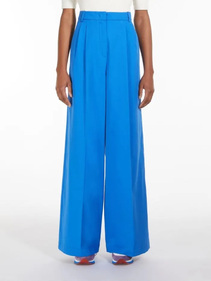 Woman Flared Trousers In Stretch Cotton Cornflower Blue Maxmara Trousers