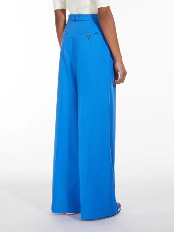 Woman Flared Trousers In Stretch Cotton Cornflower Blue Maxmara Trousers Woman Flared Trousers In Stretch Cotton Cornflower Blue Maxmara Trousers