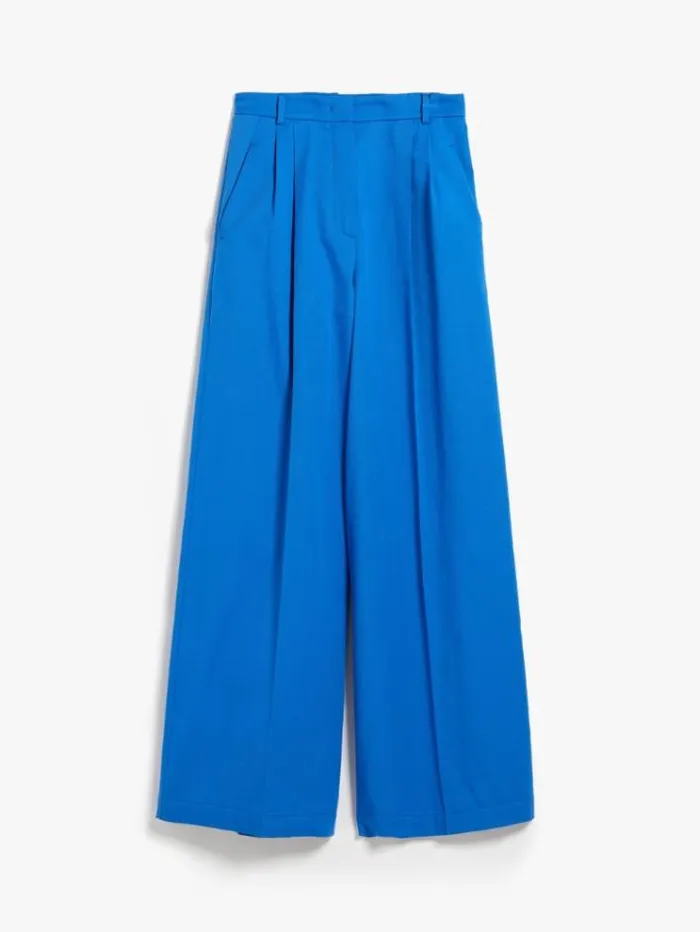 Woman Flared Trousers In Stretch Cotton Cornflower Blue Maxmara Trousers Woman Flared Trousers In Stretch Cotton Cornflower Blue Maxmara Trousers