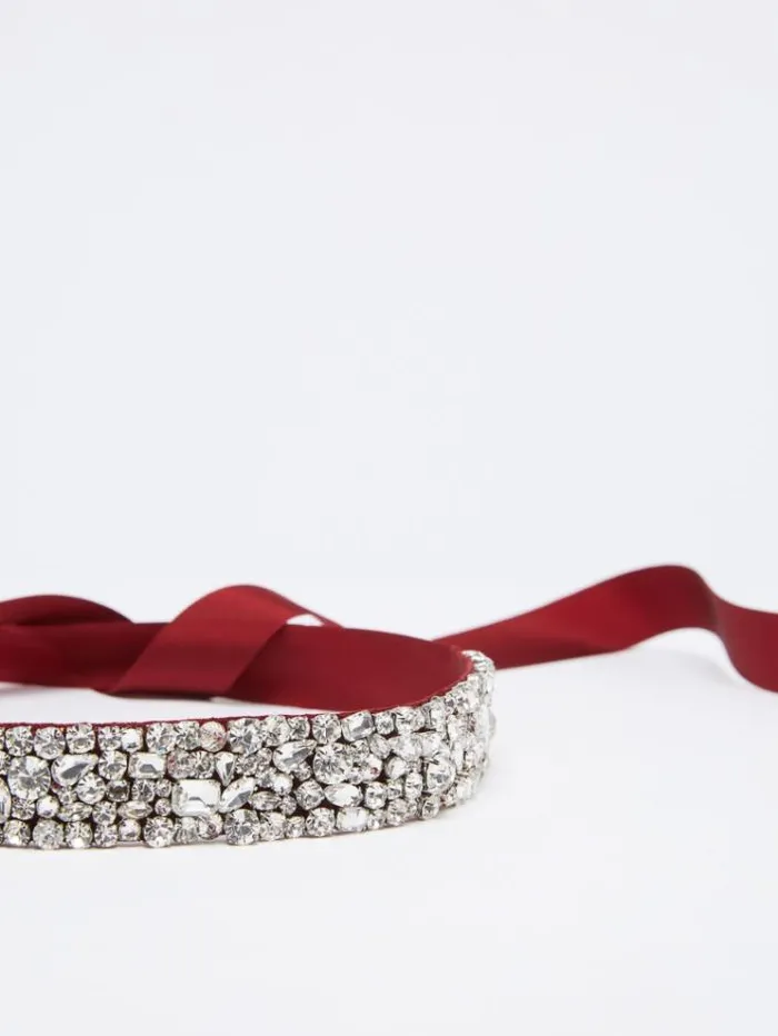Woman Grosgrain Belt Bordeaux Maxmara Bridal Accessories