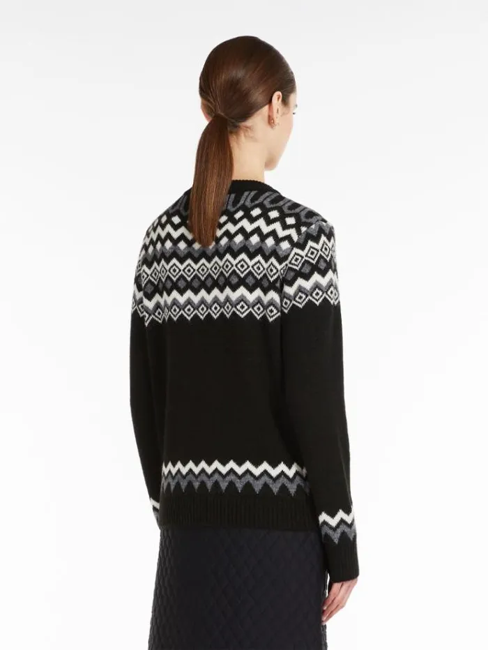 Woman Jacquard Alpaca And Wool Sweater Black Maxmara Knitwear And Sweatshirts Woman Jacquard Alpaca And Wool Sweater Black Maxmara Knitwear And Sweatshirts