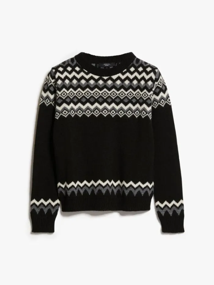 Woman Jacquard Alpaca And Wool Sweater Black Maxmara Knitwear And Sweatshirts Woman Jacquard Alpaca And Wool Sweater Black Maxmara Knitwear And Sweatshirts