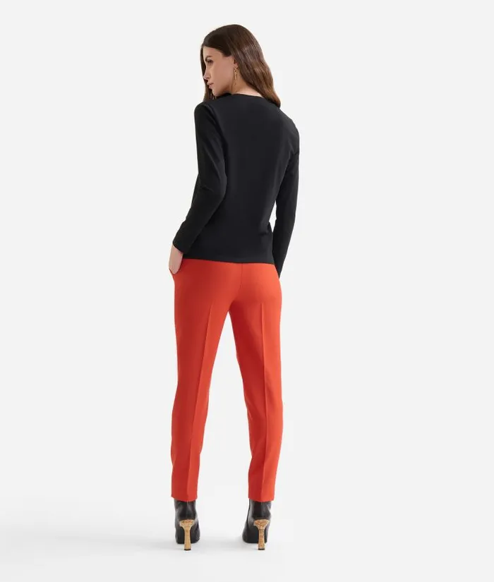 Woman Knitwears Shirts and Tops Alviero Martini Stretch Cotton Jersey TShirt With Logo Embroidery Black