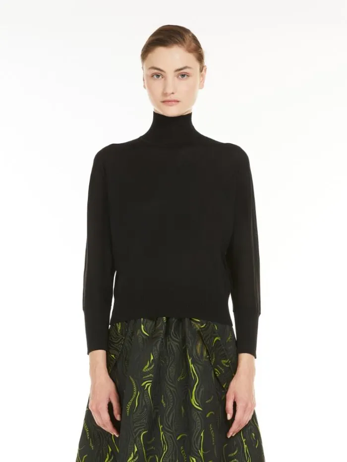 Woman Lightweight Wool Turtleneck Black Maxmara Knitwear And Sweatshirts