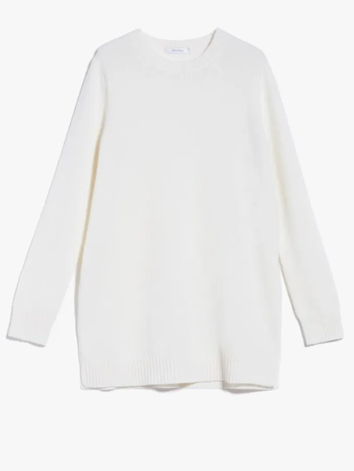 Woman Long Cashmere Pullover White Maxmara Knitwear And Sweatshirts Woman Long Cashmere Pullover White Maxmara Knitwear And Sweatshirts