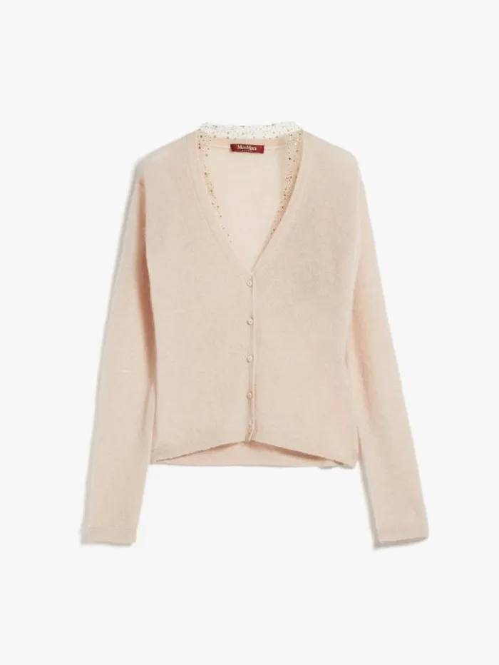 Woman Mohair And Wool Yarn Cardigan Powder Maxmara Knitwear And Sweatshirts Woman Mohair And Wool Yarn Cardigan Powder Maxmara Knitwear And Sweatshirts