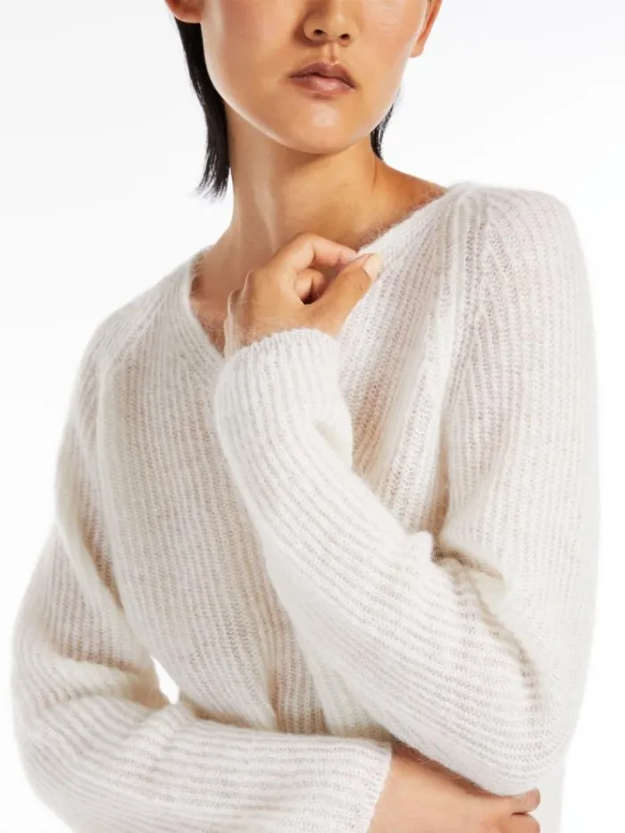 Woman Mohair Yarn Sweater White Maxmara Knitwear And Sweatshirts Woman Mohair Yarn Sweater White Maxmara Knitwear And Sweatshirts