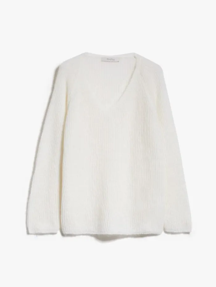 Woman Mohair Yarn Sweater White Maxmara Knitwear And Sweatshirts Woman Mohair Yarn Sweater White Maxmara Knitwear And Sweatshirts