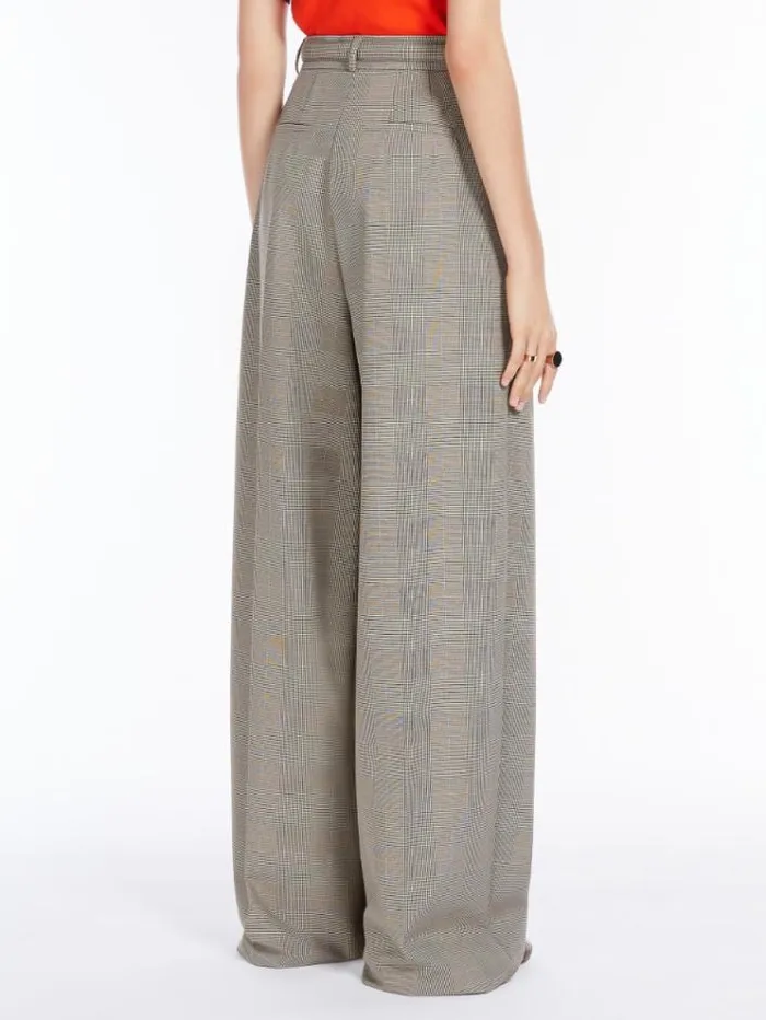 Woman Oversized Glen Plaid Trousers Beige Golden Maxmara Trousers Woman Oversized Glen Plaid Trousers Beige Golden Maxmara Trousers
