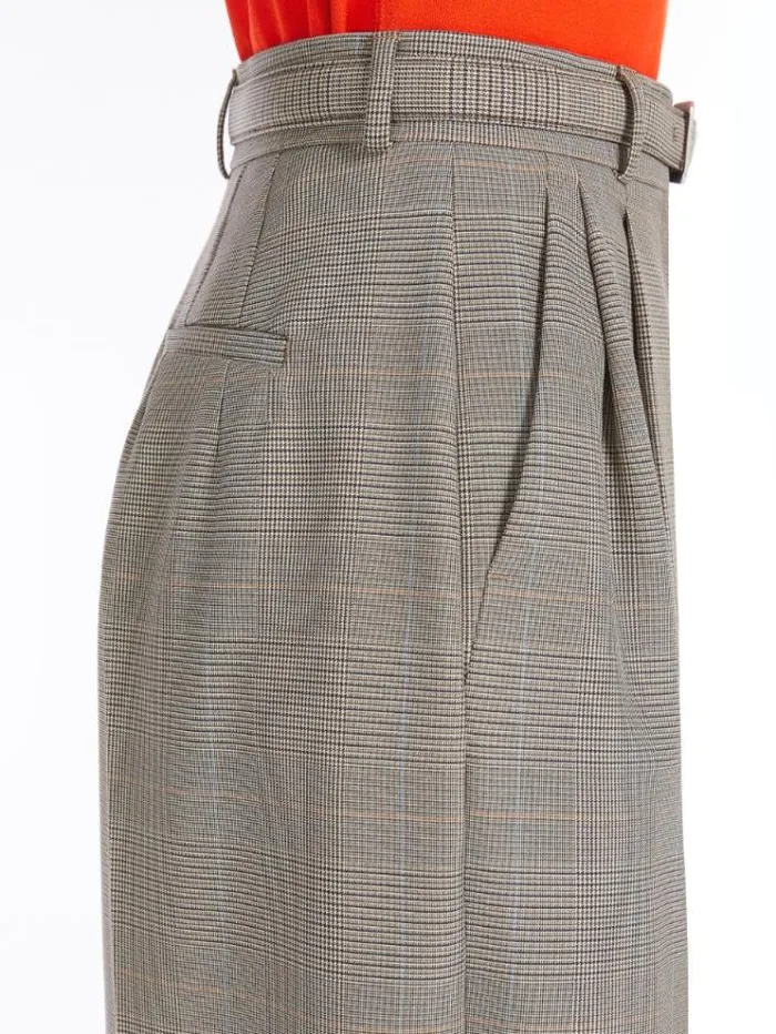 Woman Oversized Glen Plaid Trousers Beige Golden Maxmara Trousers Woman Oversized Glen Plaid Trousers Beige Golden Maxmara Trousers