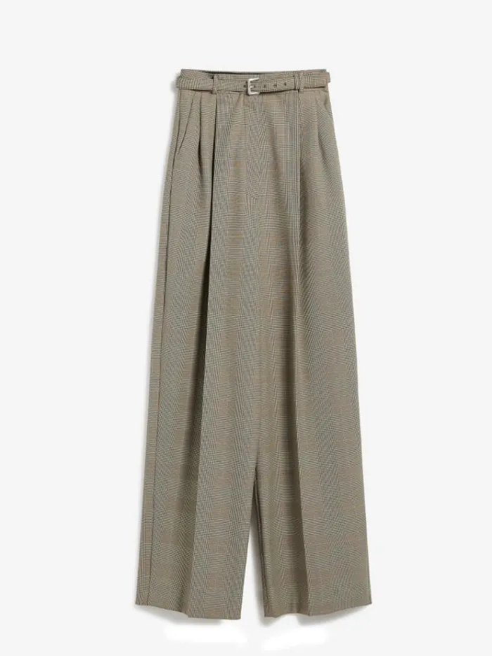 Woman Oversized Glen Plaid Trousers Beige Golden Maxmara Trousers Woman Oversized Glen Plaid Trousers Beige Golden Maxmara Trousers