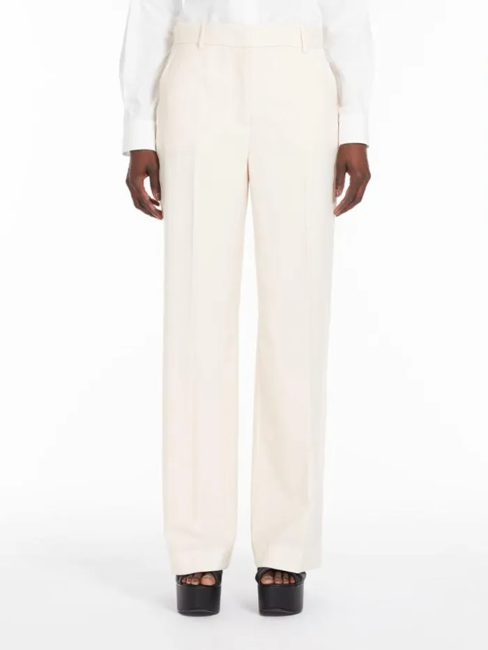 Woman Palazzo Trousers In Wool Ivory Maxmara Trousers