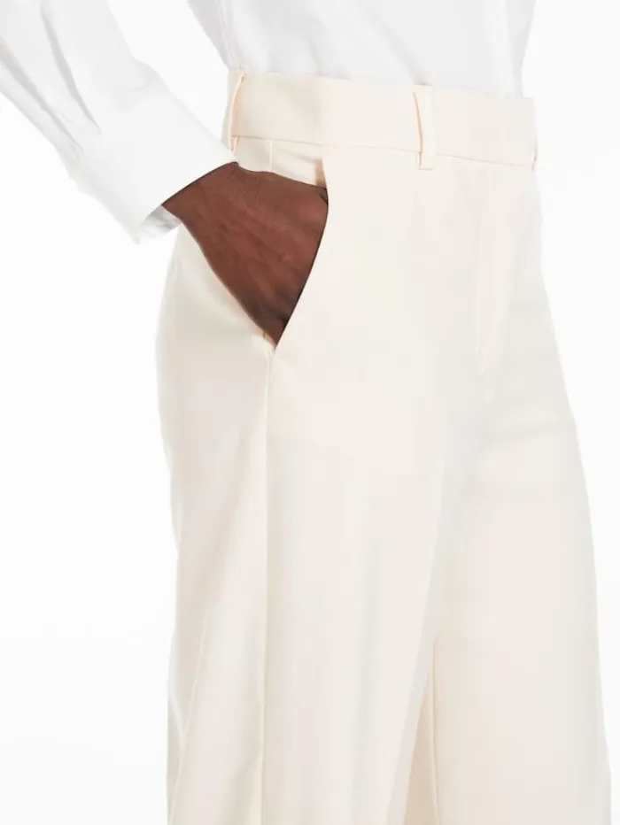Woman Palazzo Trousers In Wool Ivory Maxmara Trousers Woman Palazzo Trousers In Wool Ivory Maxmara Trousers